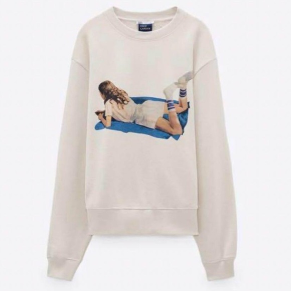 Zara X Coco Capitan Graphic Girl Cotton Crewneck Sweatshirt - Picture 2 of 9